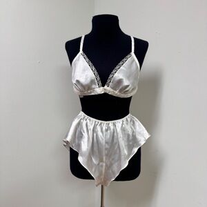 Elegant White Satin Lingerie Set